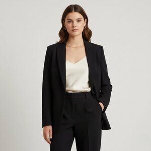 Judith & Charles Black  Career Wool Blend Single Button Blazer